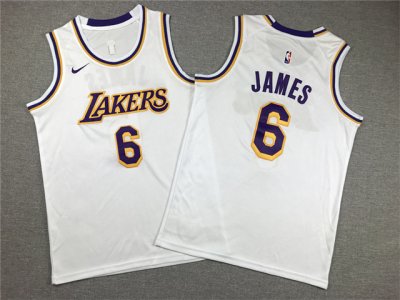 Youth Los Angeles Lakers #6 Lebron James White Swingman Jersey