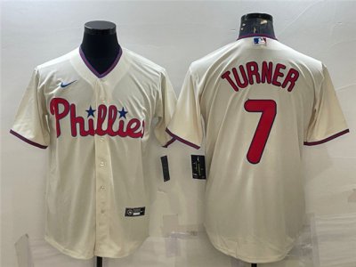Philadelphia Phillies #7 Trea Turner Cream Cool Base Jersey