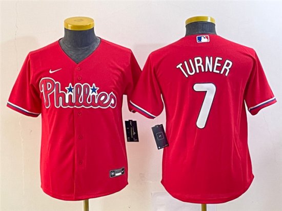 Youth Philadelphia Phillies #7 Trea Turner Red Cool Base Jersey