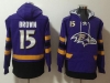 Baltimore Ravens #15 Marquise Brown Purple Pocket Pullover Hoodie