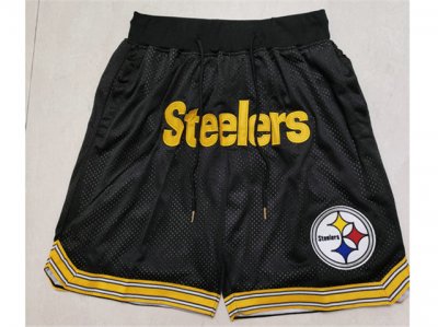 Pittsburgh Steelers Just Don Steelers Black Football Shorts
