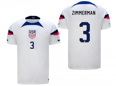 National USA #3 Zimmerman Home White 2022/23 Jersey