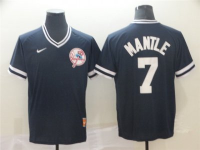 New York Yankees #7 Mickey Mantle Black Throwback Jersey