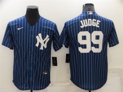 New York Yankees #99 Aaron Judge Blue Pinstripe Cool Base Jersey