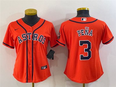 Women's Houston Astros #3 Jeremy Pena Orange Cool Base Jersey