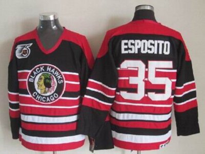 Chicago Blackhawks #35 Tony Esposito 1940's CCM Vintage Black Jersey
