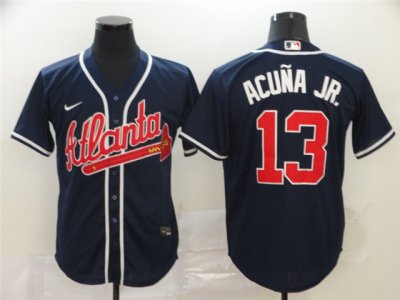 Atlanta Braves #13 Ronald Acuna Jr. Navy Cool Base Jersey