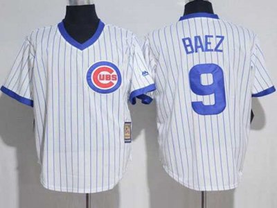 Chicago Cubs #9 Javier Baez White Cooperstown Collection Cool Base Jersey