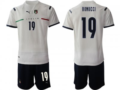National Italy #19 Bonucci Away White 2020/21 Soccer Jersey
