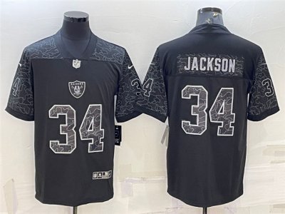 Las Vegas Raiders #34 Bo Jackson Black RFLCTV Limited Jersey