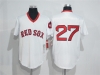 Boston Red Sox #27 Carlton Fisk 1975 Throwback White Jersey