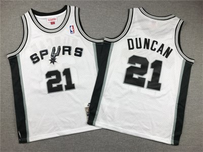 Youth San Antonio Spurs #21 Tim Duncan 1998-99 White Hardwood Classics Jersey