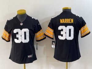 Womens Pittsburgh Steelers #30 Jaylen Warren Alternate Black Vapor Limited Jersey