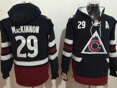 Colorado Avalanche #29 Nathan Mackinnon Blue One Front Pocket Hoodie Jersey