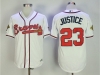 Atlanta Braves #23 David Justice 1995 White Throwback Jersey