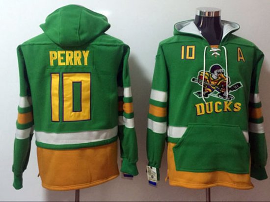 Anaheim Mighty Ducks #10 Corey Perry Green One Front Pocket Hoodie Jersey