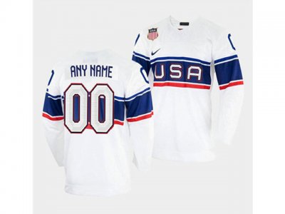 NHL Team USA Cutom #00 Home White 2022 Beijing Winter Olympics Jersey