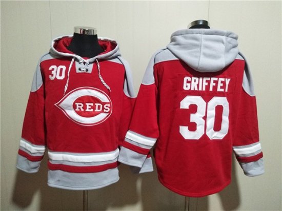 Cincinnati Reds #30 Ken Griffey Jr. Red Pullover Hoodie Jersey