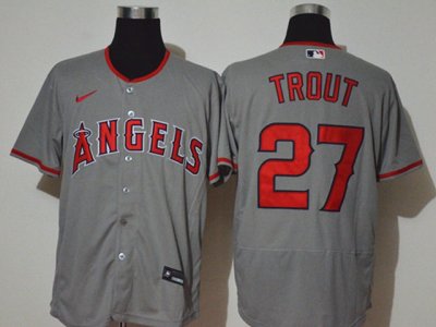Los Angeles Angels #27 Mike Trout Gray 2020 Flex Base Jersey
