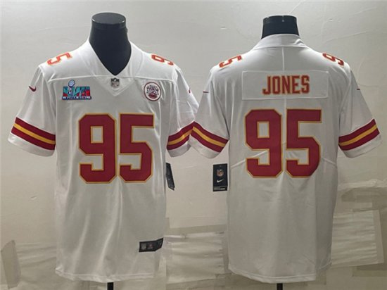 Kansas City Chiefs #95 Chris Jones White Super Bowl LVII Limited Jersey