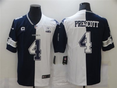 Dallas Cowboys #4 Dak Prescott Split Blue/White Limited Jersey