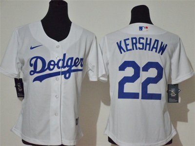 Womens Los Angeles Dodgers #22 Clayton Kershaw White Cool Base Jersey