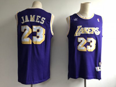 Los Angeles Lakers #23 Lebron James Purple Hardwood Classic Jersey