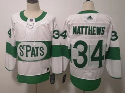 Toronto Maple Leafs #34 Auston Matthews White 2019 St.Patrick's Day Jersey