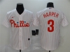 Philadelphia Phillies #3 Bryce Harper White Stripe Cool Base Jersey