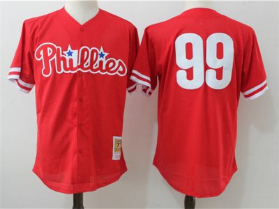 Philadelphia Phillies #99 Mitch Williams Throwback Red Jersey
