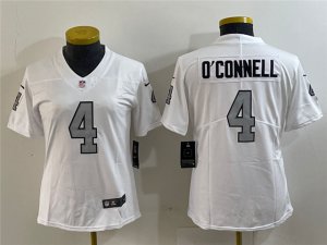 Womens Las Vegas Raiders #4 Aidan O'Connell White Color Rush Limited Jersey