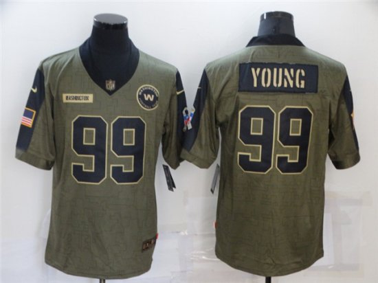 Washington Football Team #99 Chase Young 2021 Olive Salute To Service Limited Jersey