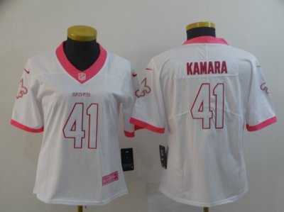 Women's New Orleans Saints #41 Alvin Kamara White Pink Vapor Untouchable Limited Jersey