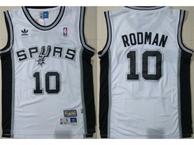 San Antonio Spurs #10 Dennis Rodman White Hardwood Classics Jersey