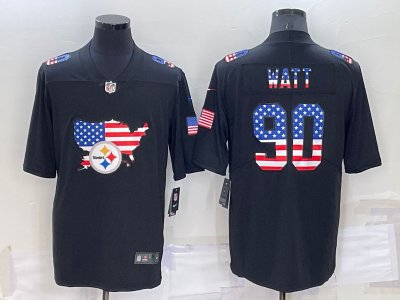 Pittsburgh Steelers #90 T.J. Watt Black USA Flag Vapor Limited Jersey