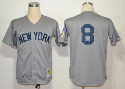 New York Yankees #8 Yogi Berra Throwback 1951 Road Gray Jersey