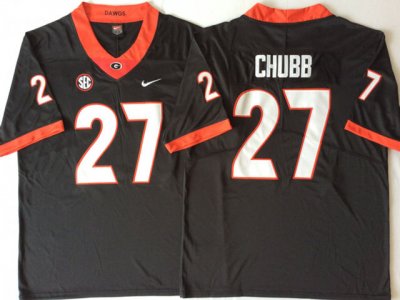 NCAA Georgia Bulldogs #27 Nick Chubb Black College Football Jersey