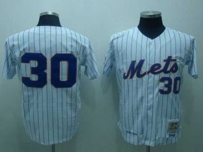 New York Mets #30 Nolan Ryan White Stripe Throwback Jersey
