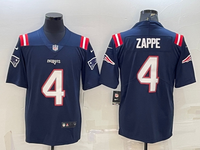 New England Patriots #4 Bailey Zappe Navy Vapor Limited Jersey - Click Image to Close