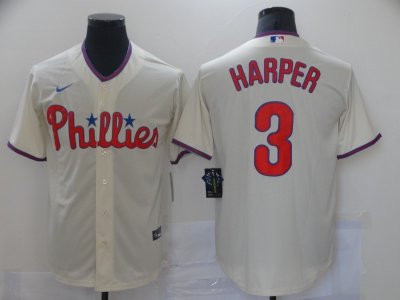Philadelphia Phillies #3 Bryce Harper Cream Cool Base Jersey