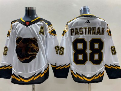 Boston Bruins #88 David Pastrnak White 2022/23 Reverse Retro Jersey
