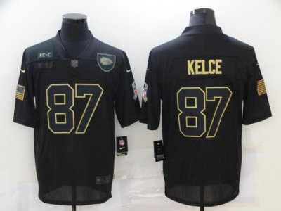 Kansas City Chiefs #87 Travis Kelce 2020 Black Salute To Service Limited Jersey