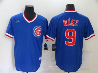 Chicago Cubs #9 Javier Baez Royal Blue 2020 Cooperstown Collection Cool Base Jersey