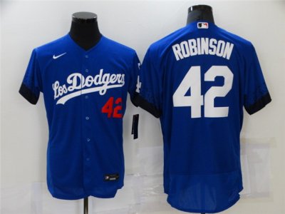 Los Angeles Dodgers #42 Jackie Robinson Royal Blue 2021 City Connect Flex Base Jersey