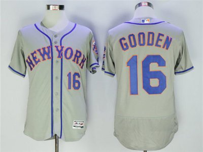 New York Mets #16 Dwight Gooden Gray Flex Base Jersey