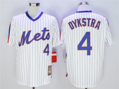 New York Mets #4 Lenny Dykstra White Cooperstown Collection Cool Base Jersey