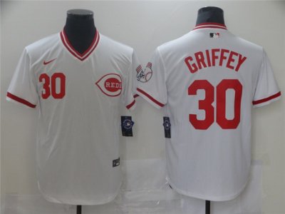 Cincinnati Reds #30 Ken Griffey Jr. Vintage White Jersey