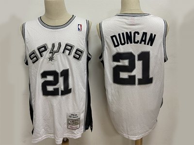 San Antonio Spurs #21 Tim Duncan White Hardwood Classics Jersey