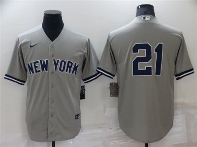 New York Yankees #21 Paul O'Neill Gray Without Name Cool Base Jersey