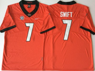 NCAA Georgia Bulldogs #7 D'Andre Swift Red College Football Jersey